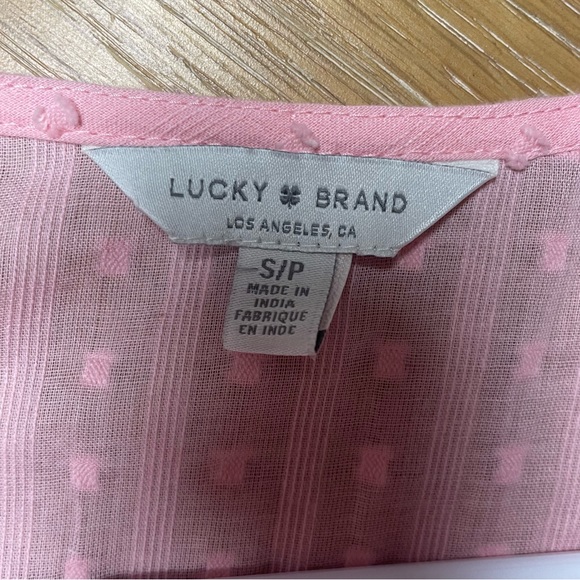 Lucky Brand Wrap Top Bubble Gum Pink Floral Top - Picture 8 of 9